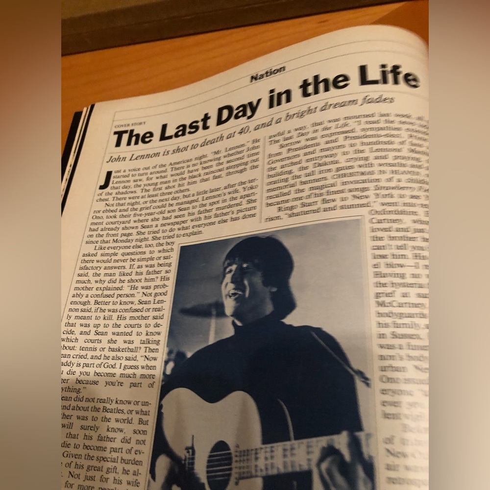 TIME magazine - John Lennon- December 22, 1980 - Picture 4 of 5